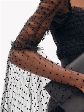 Siyah Pul Detaylı Tasarım Tül Elbise