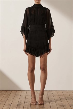 Siyah Şifon Mini Tasarım Elbise